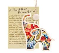 Elephant Ornament for Women Tribe, 5.9x3.94in Elephant Hanging Ornament with Story Cards, Friendship Gifts Easter Basket Stuffers for Sisterhood Best Friends Sister Bond Decor (Flower)