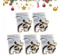 Elephant Ornaments for Sisterhood, Wooden Elephant Christmas Decoration with Story Card, Wooden Christmas Ornament, Friendship Gift for Best Sister Friends(5set)