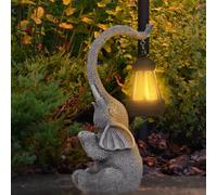 Elephant Ornaments with Solar Lanterns,Elephant Statue Solar Outdoor Garden Ornaments LED Lights,Birthday Gifts for Women,Mum Birthday Gifts,Elephant Decoration for Patio, Yard（11.02 Inch/ 28cm）