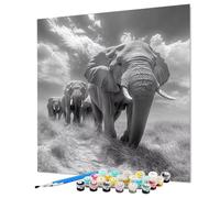 Elephant Paint by Numbers for Adults, Animal Painting by Number for Adults, DIY Color Oil Painting with Canvas Brushes and Acrylic Paints kits for Decor, Gifts for Women 40x55cm/16x22inch (Model-1450)