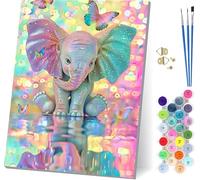 Elephant Paint by Numbers for Adults With Frame, Paint by Numbers Butterfly, Easy Diy Oil Painting Kits on Canvas with Brushes, Hobbies for Women, Painting for Home Wall Decor Gifts 40x54 inch 2-8576