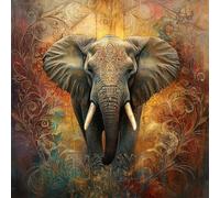 Elephant Paint by Numbers for Children Animal Paint by Number Canvas 100X100CM, DIY Acrylic Oil Paintngs Adults Beginners Art Craft Kits with 3 Brushes and Acrylic Pigment, Home Decor, Gifts for Women