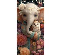 Elephant Paint by Numbers Owl Large Paint by Numbers for Adults 60X120cm, DIY Color Oil Painting Acrylic Paints, Painting Sets for Adults Beginners, Art Crafts for Wall Decor, Gifts for Women W6-398