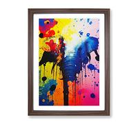 Elephant Paint Splash No.1 Abstract Framed Print | A2 Walnut Framed Wall Art | Ready to Hang | Abstract Animal Picture | Living Room Bedroom Lounge Office