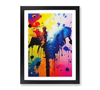 Elephant Paint Splash No.1 Abstract Framed Print for Living Room Bedroom Home Office Décor, Wall Art Picture Ready to Hang, Black A4 Frame (34 x 25 cm)