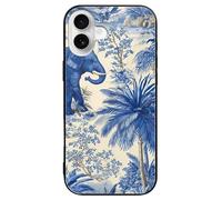 Elephant Palms Tree Tiger Glass Case Compatible with iPhone 16 Plus Pro Max Protective Cover