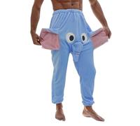 Elephant Pants Men Funny Pajama Bottoms Novelty Humorous 3D Cute Animal Flannel PJS Shorts with Long Nose and Big Ears Soft Nightwear Loungewear Fleece Trousers Prank Gifts Couple Strange Pyjamas