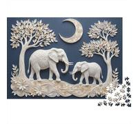 Elephant Paper Art 1000 Pc Premium Cardstock Jigsaw Puzzle for Couple Partners, Concentration Puzzle, Indoor Leisure Time, Perfect Housewarming Gift 38x26cm/1000pcs