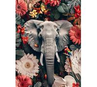 Elephant Parrot Paint by Numbers for Adults with Frame, Large Paint by Number Canvas Kits, DIY Color Oil Painting Acrylic Paints with Brushes, Hobbies for Adults Women, Home Wall Decor 80x110cm J8-275