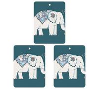 Elephant Pattern Car Air Freshener, 3 Pcs Square Hanging Air Freshener Cards, Long Lasting Fragrance Scented Cards for Car, Home, Office White-style