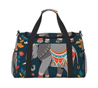 Elephant Pattern Print Travel Duffel Bag for Men & Women, Foldable Travel Bags and Spacious Weekender Tote Bag for Storage Toiletry Luggage Personal Item, Black, L