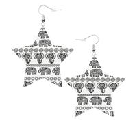 Elephant Pattern Printed Leather Pierced Earring Set, 1 Pair Lightweight Bohemian Earrings Birthday Party Jewelry Gifts For Women