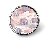 Elephant Pattern Round Badge Personalized Lapel Brooch Lightweight Durable Tinplate Badge for Hat Clothes Backpack Pins Decor, Circular, Aluminum, aluminum alloy