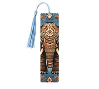 Elephant Pattern Wood Bookmarks with Tassels,Pendant Unique Handmade Craft DIY Wooden Bookmarks Cute Wood Hanging Tags Ornaments for Book Lovers Birthday Teachers Gift