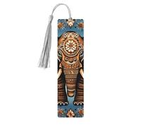 Elephant Pattern Wood Bookmarks with Tassels,Pendant Unique Handmade Craft DIY Wooden Bookmarks Cute Wood Hanging Tags Ornaments for Book Lovers Birthday Teachers Gift