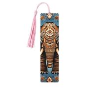 Elephant Pattern Wood Bookmarks with Tassels,Pendant Unique Handmade Craft DIY Wooden Bookmarks Cute Wood Hanging Tags Ornaments for Book Lovers Birthday Teachers Gift