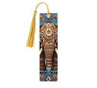 Elephant Pattern Wood Bookmarks with Tassels,Pendant Unique Handmade Craft DIY Wooden Bookmarks Cute Wood Hanging Tags Ornaments for Book Lovers Birthday Teachers Gift