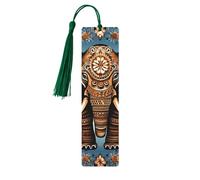 Elephant Pattern Wood Bookmarks with Tassels,Pendant Unique Handmade Craft DIY Wooden Bookmarks Cute Wood Hanging Tags Ornaments for Book Lovers Birthday Teachers Gift