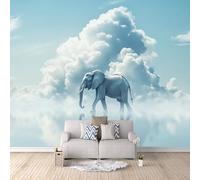 Elephant Photo Wallpaper Nature Clouds Animals Wallpaper Mural 3D Art Print, Non-Woven Wall Paper, Decoration Poster Picture Mural 500 × 280 cm / 196.8" × 110" for Living Room Bedroom