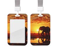 Elephant Pictures Id Badge Holder with Lanyard Waterproof Key Card Holder Case Id Card Protector with Clear Id Window Name Tags for Women Men Work Office Doctor Nurse