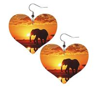 Elephant Pictures Leather Earrings for Women Heart Earrings Lightweight Dangle Drop Earrings Cute Jewelry Gift, One Size, No Gemstone