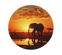 Elephant Pictures Mouse Pad with Anti-fray Stitching, Waterproof Gaming Mouse Mat for Men Women Non-Slip Rubber Base Round Computer Mousepad for Office Desk Accessories 8in