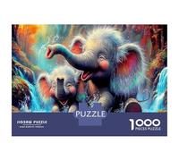 Elephant Play 100% Recycled Cardboard Psychedelic Elephants 1000Pc Jigsaw Adult Jigsaws Classic Educational Games 52x38cm/1000pcs