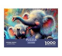 Elephant Play 1000 Pc Elephants Playful Vibrant Portrait1000 Piece Plastic Jigsaw Puzzle for Kids Eco-friendly Non-glare Educational Toy Kids 52x38cm/1000pcs