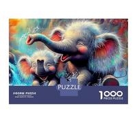 Elephant Play 1000 Pieces Jigsaw Puzzles Engaging Educational Games Joyful Elephant Jigsaw Puzzles Beautiful Decoration for Adults & Families 52x38cm/1000pcs