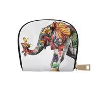 Elephant Print Coin Purse PU Leather Portable Coin Purse with 12 Card Slots Mini Change Wallet for Women and Thoughtful Gifting