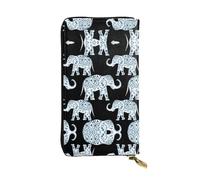 Elephant Print Leather Long Clutch Wallet â€“ Fashionable Personalized Wallet, Multiple Card Slots, Gift Ready, Black, One Size