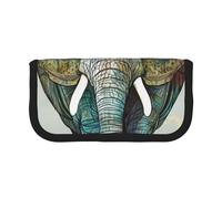 Elephant Print Printed Canvas Pencil Case, Spacious Pen Pouch for School, Office and Travel
