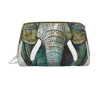 Elephant Print Printed Small Makeup Bag Portable Leather Make up Bag Travel Zipper Cosmetic Bags Organizer for Women