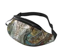 Elephant Print Printed Waist Bag with Headphone Jack, Personalized Bumbags Fanny Packs Unisex Running Hiking Crossbody Bags for Men Women