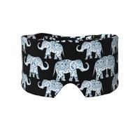 Elephant Print Sleep Eye and Ear Muffs Mask - Adjustable Yoga Travel Headband, Keep Warm Shading Comfortable Aid