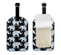 Elephant Printed Leather Luggage Tag, Durable Baggage Identifier, Soft PU ID Label, for Business Travel