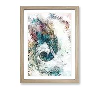 Elephant Profile In Abstract Modern Framed Wall Art Print, Ready to Hang Picture for Living Room Bedroom Home Office Décor, Oak A4 (34 x 25 cm)