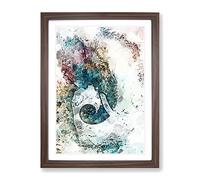 Elephant Profile In Abstract Modern Framed Wall Art Print, Ready to Hang Picture for Living Room Bedroom Home Office Décor, Walnut A4 (34 x 25 cm)