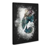 Elephant Profile Paint Splash Modern Canvas Wall Art Print Ready to Hang, Framed Picture for Living Room Bedroom Home Office Décor, 30x20 Inch (76x50 cm)