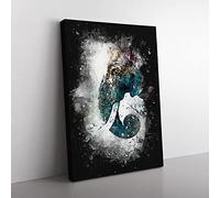 Elephant Profile Paint Splash Modern Canvas Wall Art Print Ready to Hang, Framed Picture for Living Room Bedroom Home Office Décor, 76x50 cm (30x20 Inch)