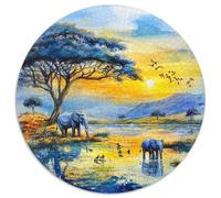 Elephant Puzzle 1000 Pieces Jigsaw Circular Jigsaws Adults Kids Puzzles Impossible Challenging Puzzling Fun Creative Challenge 1000pcs (67.5x67.5cm)