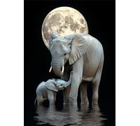Elephant Puzzle 1000 Pieces, Paper Puzzles, Puzzle for Adults and Children, DIY Large Puzzle Mats, Premium Quality Classic Paper Jigsaw, Home Wall Decor or as a Gift Girl Moon 26x38cm