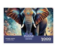 Elephant Puzzle for Adults & Kids | Detailed 1000 Pieces -Majestic Elephant in Bloom Recycled Paper Wall Decoration And Gifts70x50cm/1000pcs