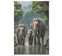 Elephant Puzzles 1000 Pieces Wooden Jigsaw Puzzle for Adults Brain Exercise Challenge Game Gift for Kids Children Jigsaws 78×53cm