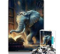 Elephant Reading A Book 1000 Piece Jigsaw Puzzles for Adults & Teens,Help The Brain Exercise Addictive Toys to Cultivate Patience A Work of Art (75x50cm)