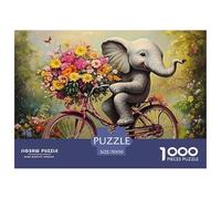 Elephant Recycled Paper 1000 Pc Puzzle for Adults Kids -Baby Elephant Bike Fun Present & Activity for Home Great Gift Idea70x50cm/1000pcs