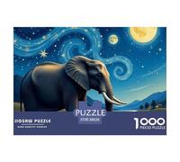 Elephant Recycled Paper Adult Jigsaws 1000 Pieces - Elephants Starry Night Sky Impossible Hard Difficult Challenging Family Game38x26cm/1000pcs
