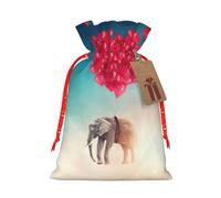 Elephant Red Heart Printed Drawstring Gift Bags,Various Sizes, Bulk Plastic Packaging Bags