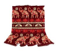 Elephant Red Indian Fleece Throw Blanket for Couch Lightweight Plush Fuzzy