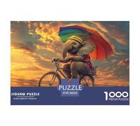 Elephant Riding A Bicycle 1000 Pieces Jigsaw Puzzles For Adults Educational Games Stress Relieving Entertainment Exercise The Memory of The Brain for Adults And Kids, Age 12 Years Up 38x26cm/1000pcs